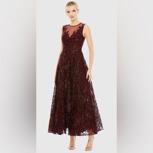Mac Duggal 20421 NWT Embroidered High Neck Sleeveless Dress